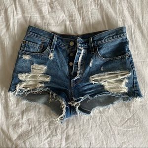 Levi’s ripped denim shorts